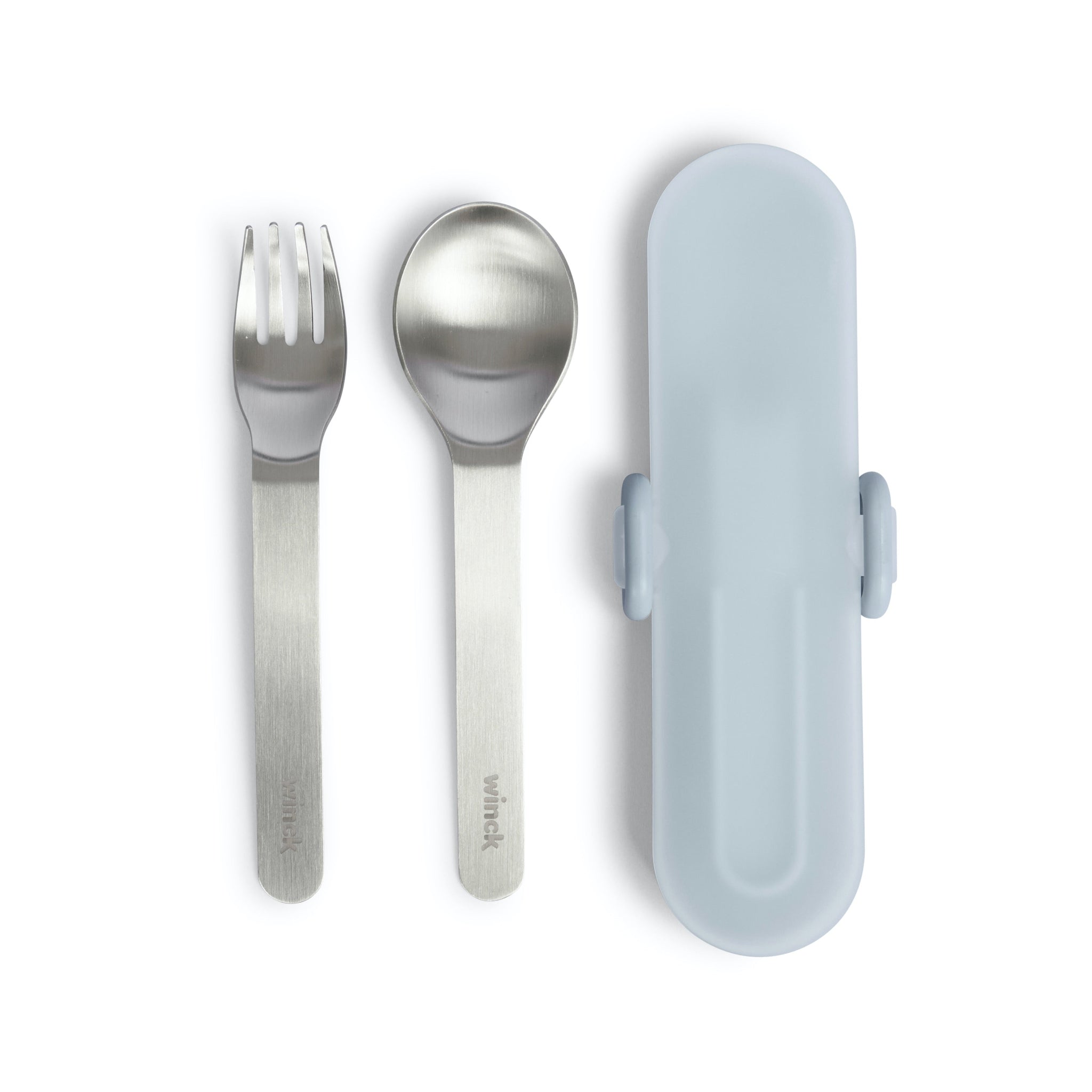 Winck stainless steel fork and spoon utensil set with a carrying case in Berry